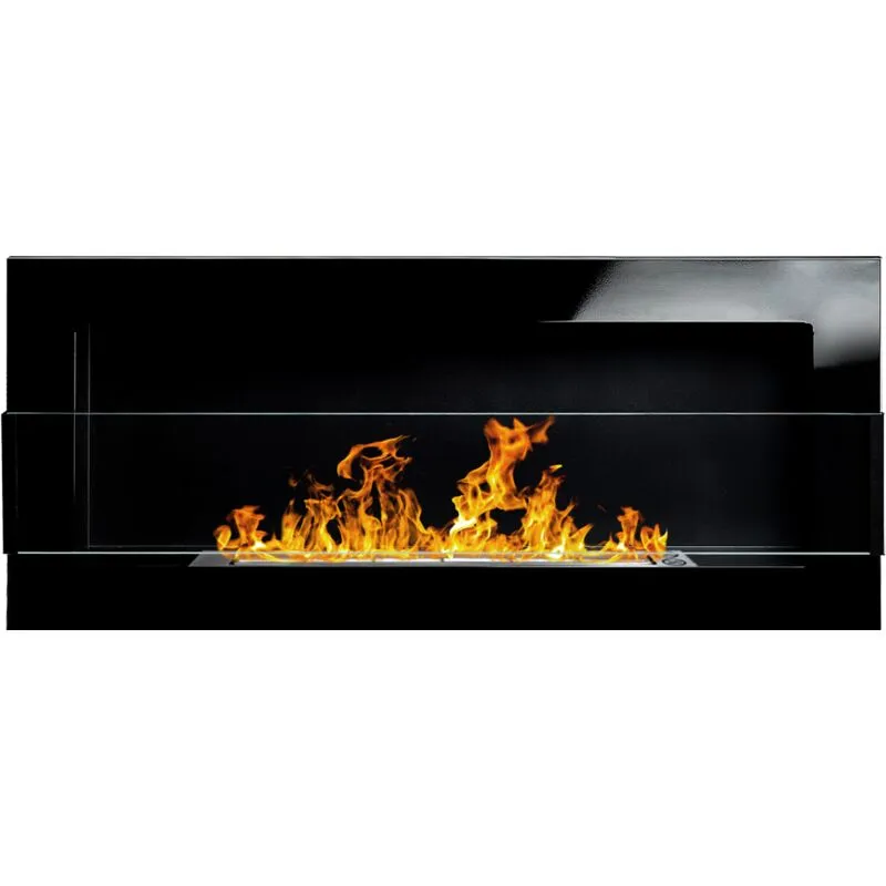 Kamin Design - Biocamino bio camino caminetto bioetanolo design moderno pietre da 60cm a 140cm colore principale: 90cm nero lucido con vetro