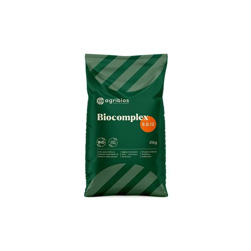 Biocomplex, NPK 6-8-12 + microelementi (25 kg), concime granulare per ortaggi, fiori e cactus