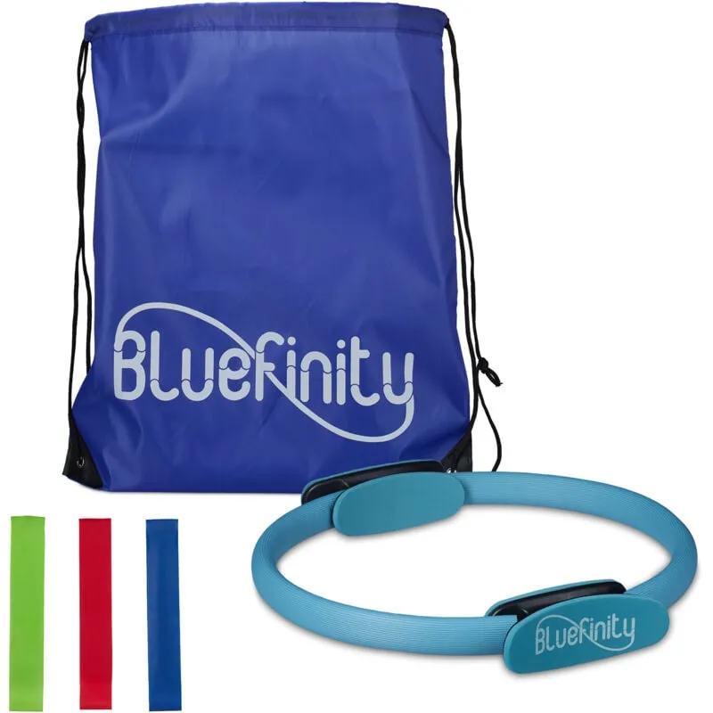 Bluefinity Anello da Pilates, 3 Fasce di Resistenza, Allenamento Palestra Cosce e Gambe, Ø 39cm, Fitness Ring, Yoga, Blu