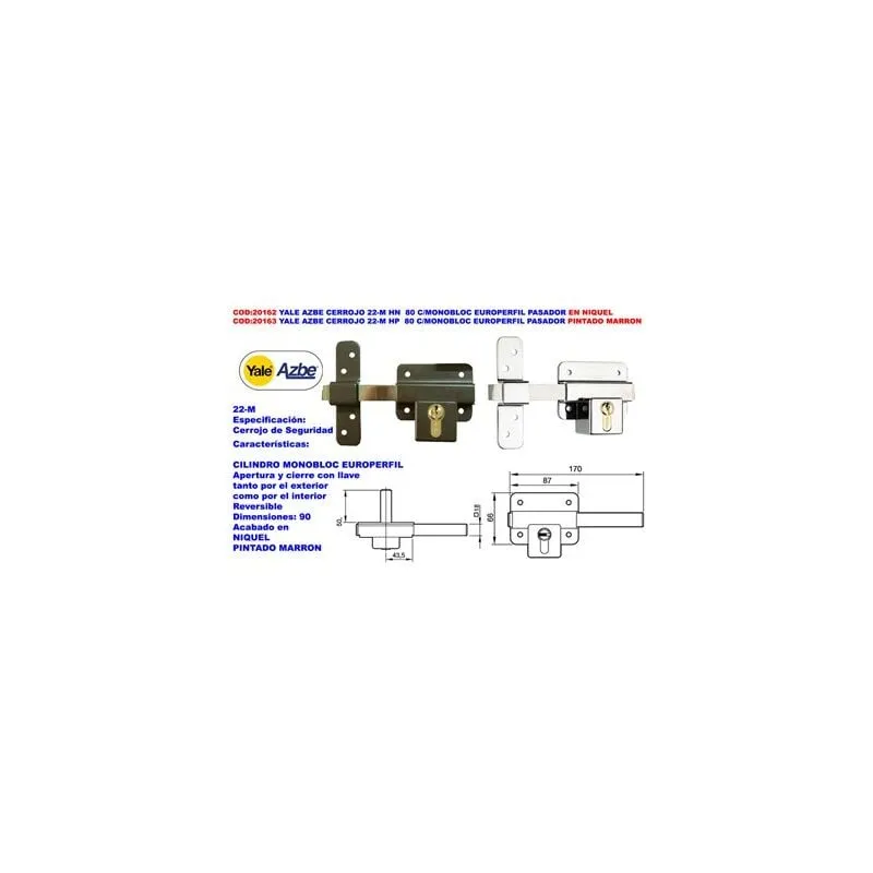 Catenacci Eccezionali yale Azbe 22-M hp 90 con Monoblocco e Perno Europeo