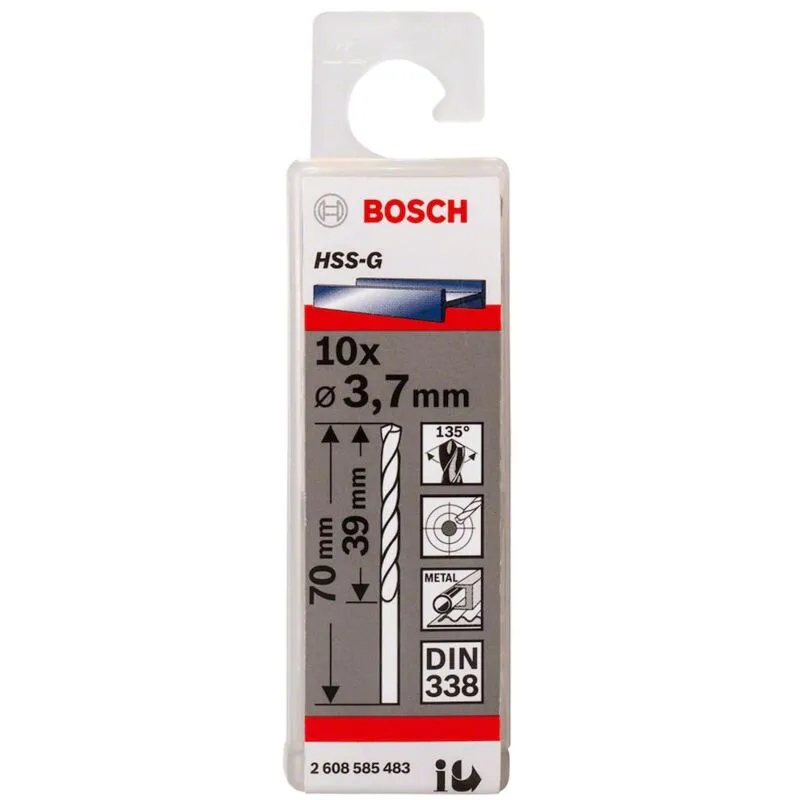 Bosch - Professional 10x hss-g Punta per Metallo (ø 3.7 mm, Robust Line, Accessori per trapani)