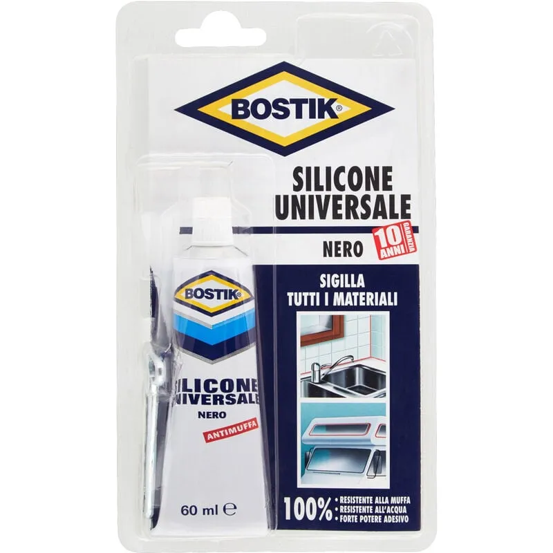 BOSTIK SILICONE NERO ML.60. Prezzo per 1 pezzo.