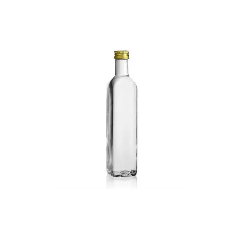 Bottiglia olio Quadra 750 ml Trasparente tappo alluminio versatore in plastica