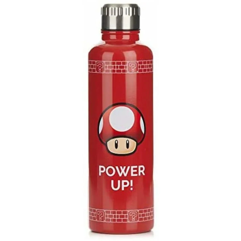 Super Mario Bros 'Power up' borraccia in metallo - Design con tappo a prova di perdite e versamenti - 500 ml