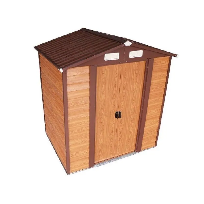 Italfrom © - Box Casetta Rimessa Ripostiglio per Giardino Lamiera Zincata Effetto Legno 152x193x203h