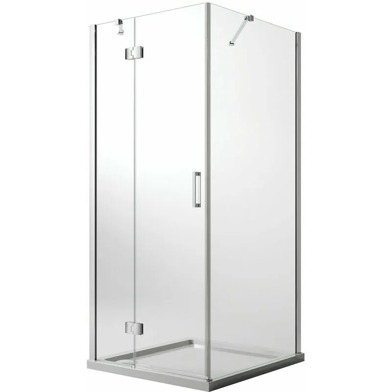 Idralite - Box doccia battente vetro trasparente con easyclean h 190 mod. Flip Anta + Fisso 70x80 cm