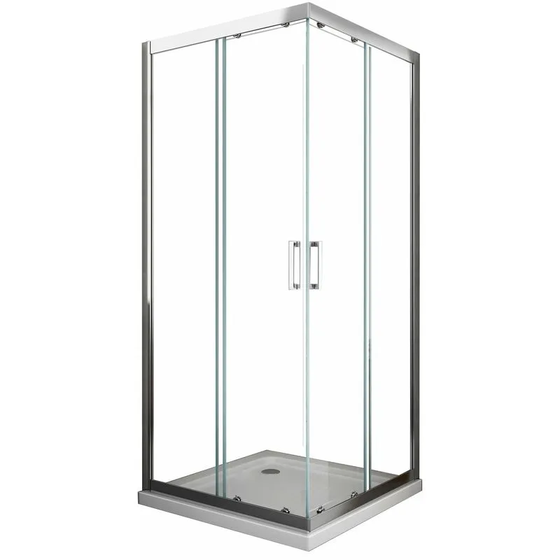 Box doccia apertura scorrevole vetro 6 mm apertura angolare quadrato profilo cromo reversibile H.190 70x70