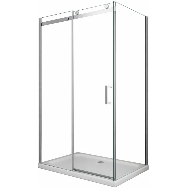 Box doccia 8 mm a 2 lati parete fissa laterale + porta scorrevole reversibile altezza 190 cm 70x160