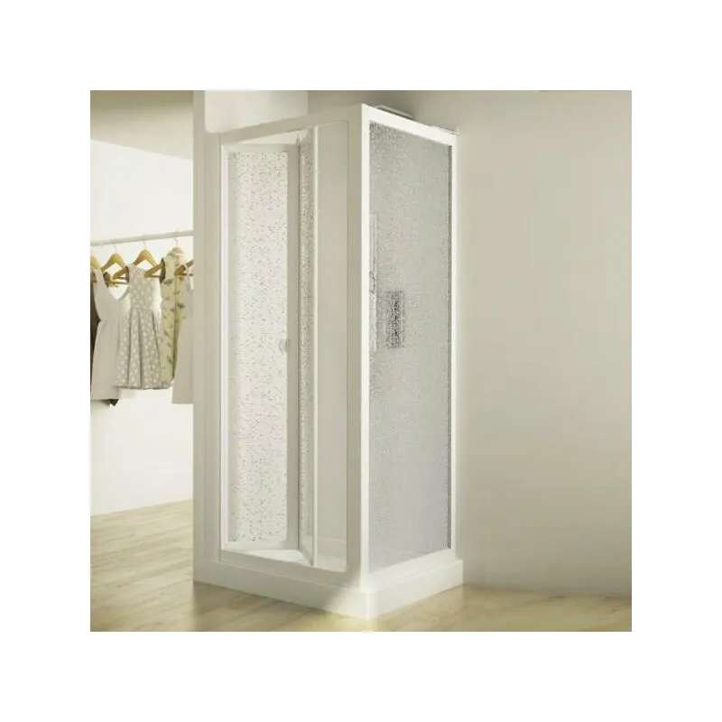 Box doccia a libro soffietto pvc bianco acrilico h.185cm Doplas Duo Porta 100+Fisso 70cm