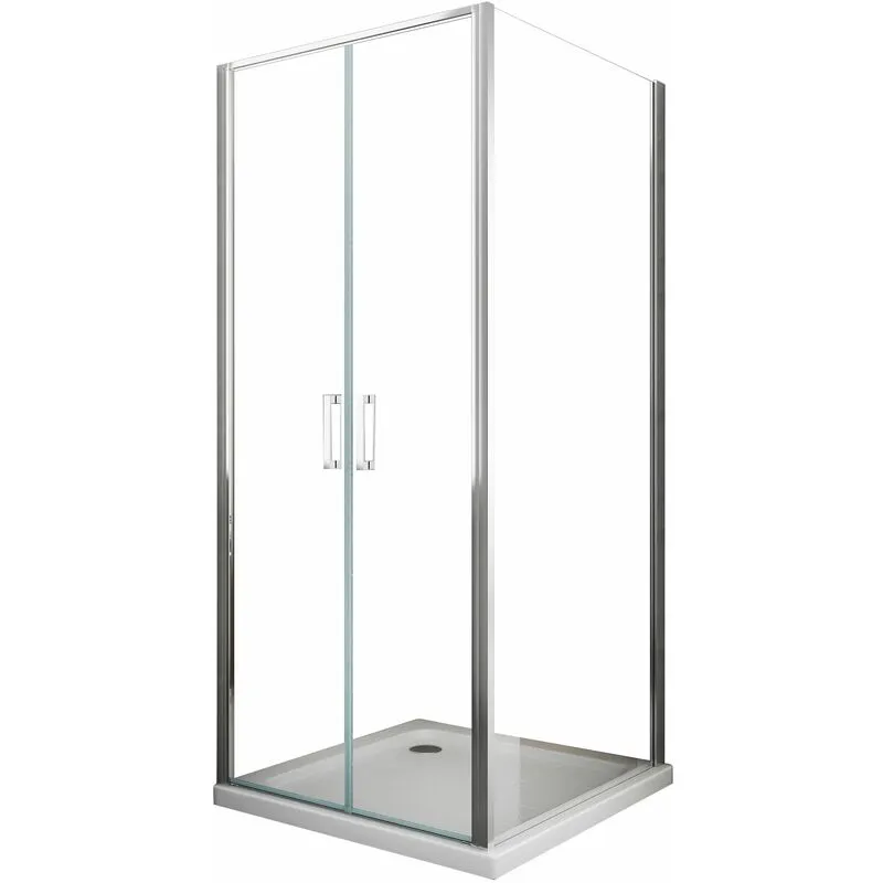 Box doccia angolare parete fissa e porta battente tipo saloon vetro 6 mm reversibile misura 87,5-90 anta fissa + porte 67-70