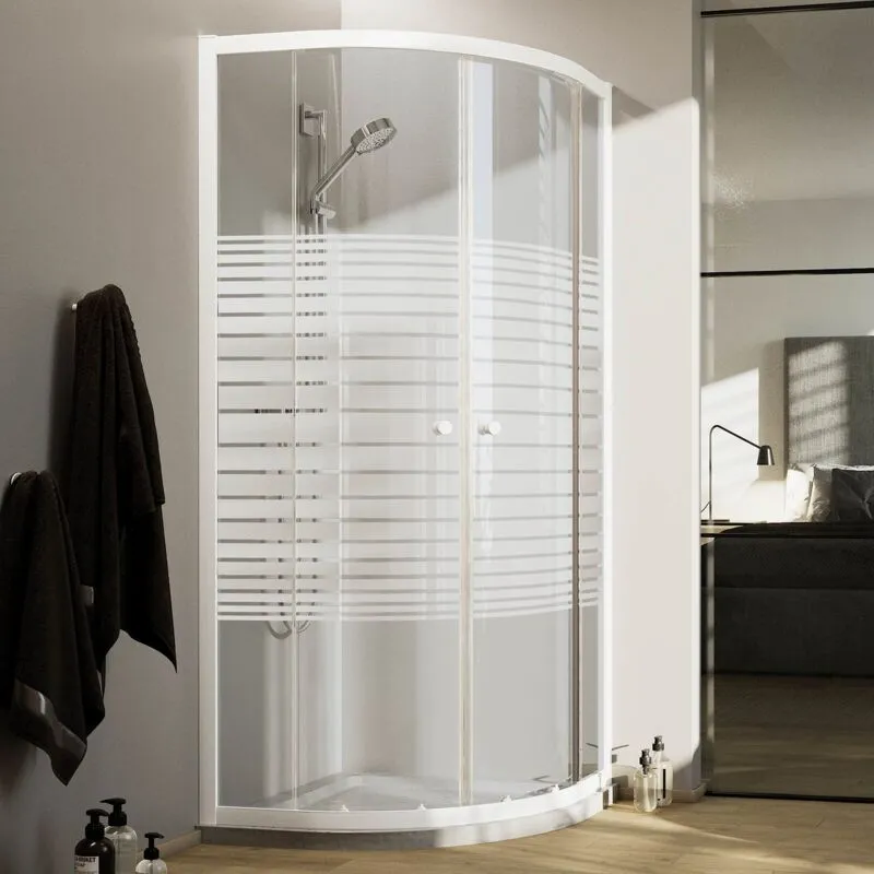 Box doccia bianco vetro serigrafato h 185 mod. Blanc semicircolare 90x90 cm