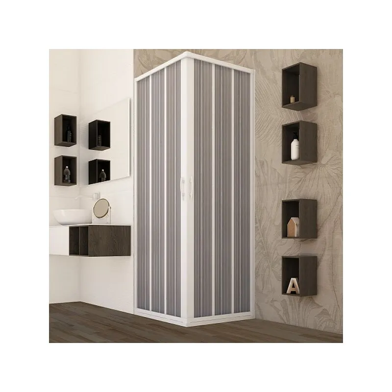 Box doccia 80x90 cm con ante a soffietto riducibili in pvc apertura centrale leda Bianco