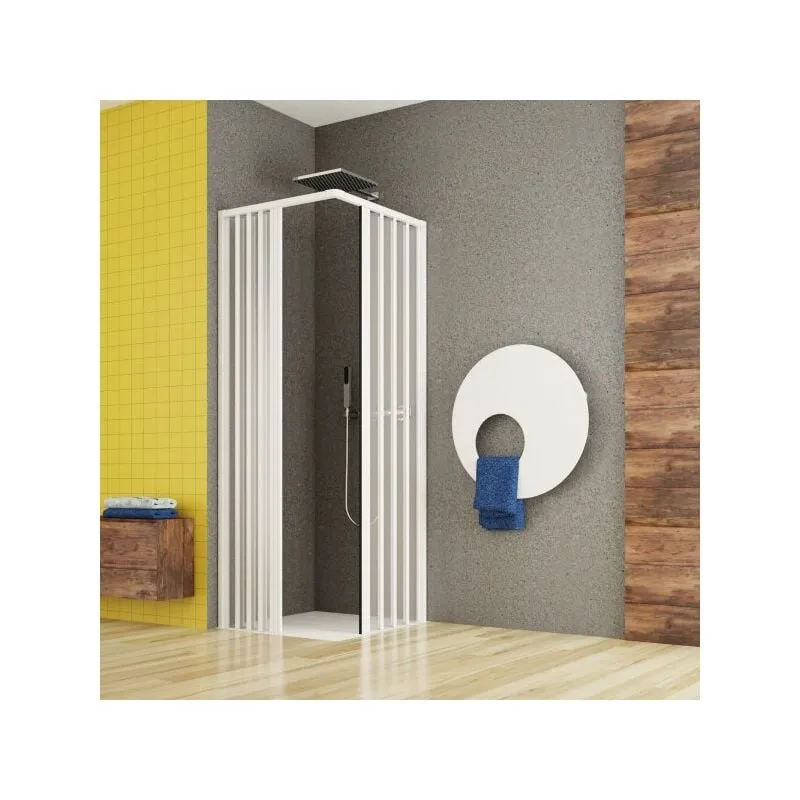 Box doccia due lati soffietto per disabili, ingresso centrale pvc bianco h185cm Platra Flety Bianco,70x170 cm