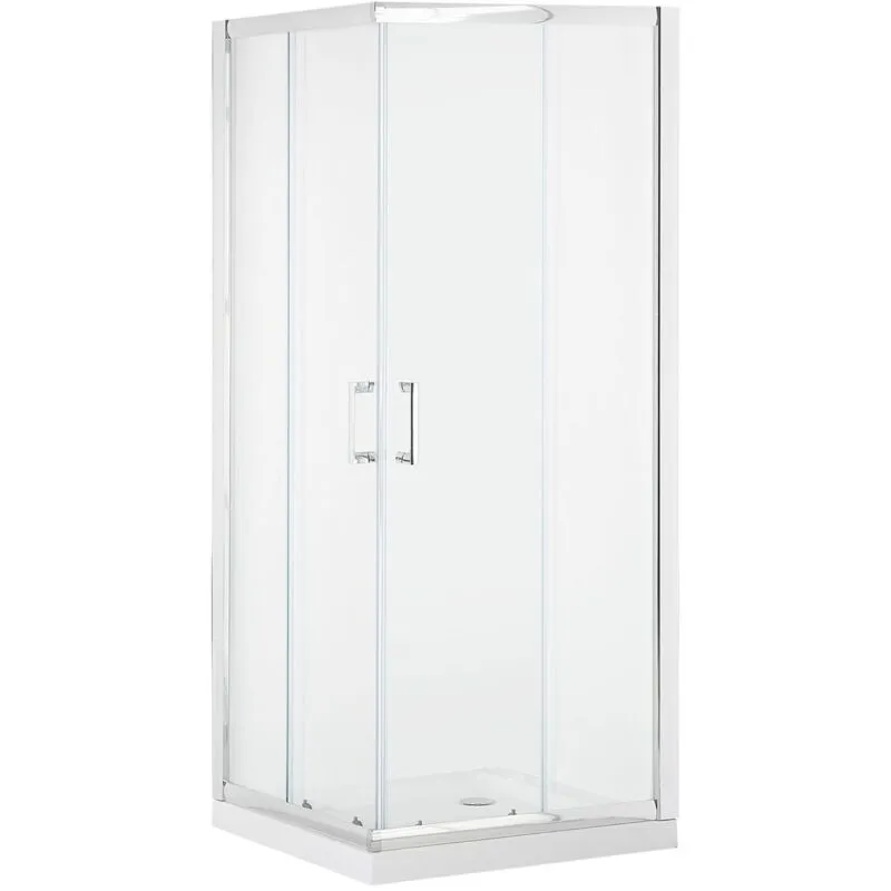 Box Doccia Vetro Temperato Telaio Alluminio Doppia Porta 90 x 90 x 185 cm Tela