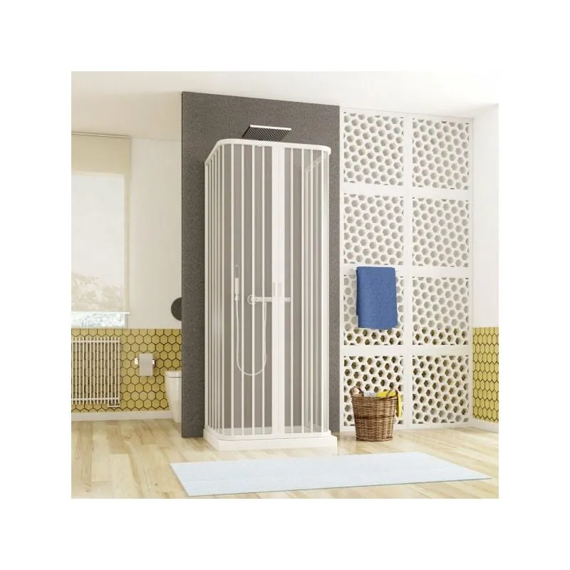 Box doccia tre lati soffietto, ingresso centrale pvc bianco h185cm Platra Retty Bianco,70x100x70 cm