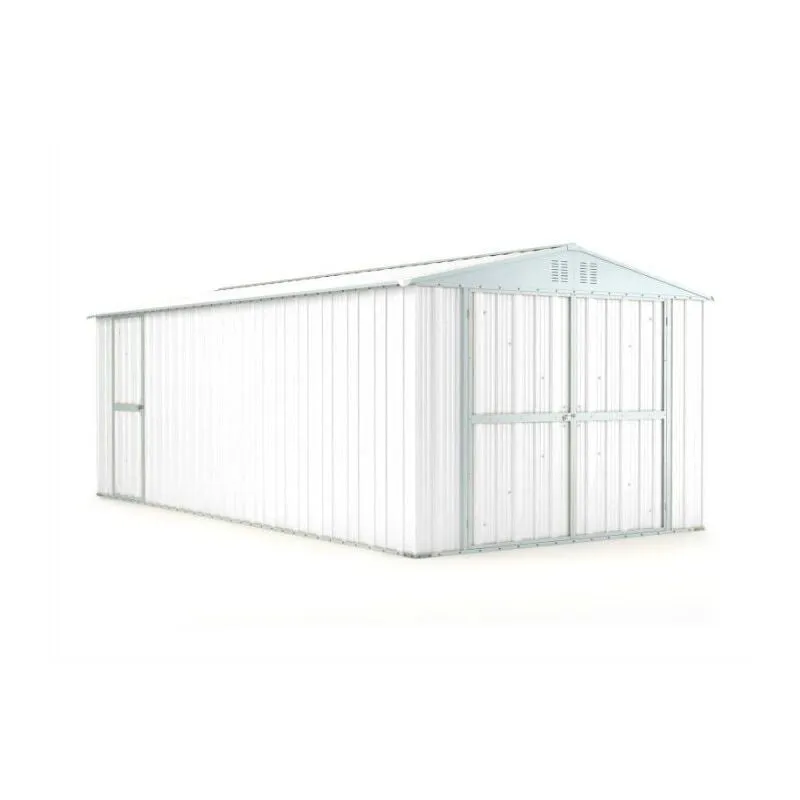 Box in lamiera garage auto Acciaio Zincato 327x611cm x h2.35m - 346KG - 19,98mq - bianco