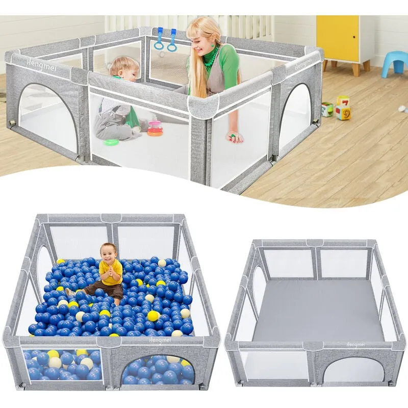 Hengmei - Box per neonati Baby Playpen Barriera per bambini 180x150cm Centro attività con base antiscivolo, parco giochi di sicurezza in rete