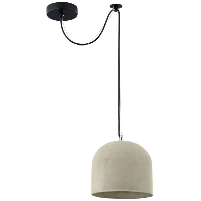 Lampadario Industrial Broni Metallo Nero 1 Luce Diffusore Calcestruzzo Grigio - Nero