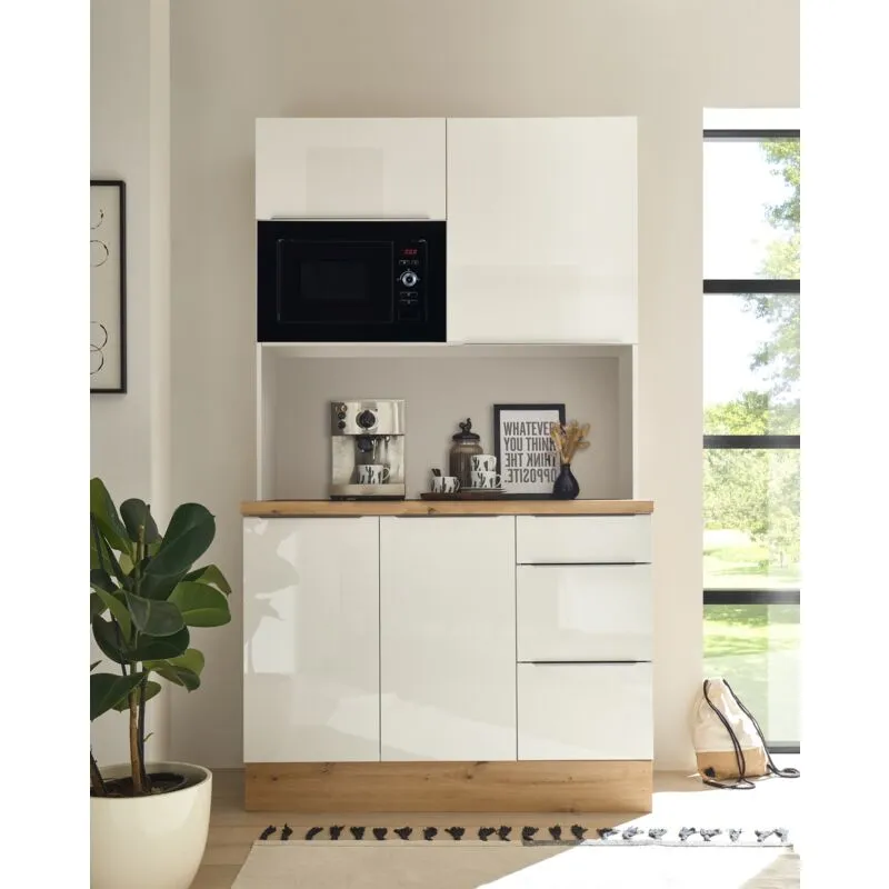 Buffet da cucina Marleen Premium 120 cm Bianco Artigianale Rovere Respecta