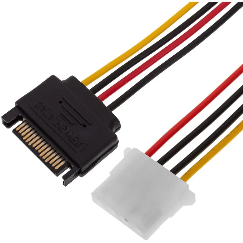 Cablemarkt - Cavo convertitore di alimentazione molex 4-Pin femmina a sata 15-Pin maschio 15 cm