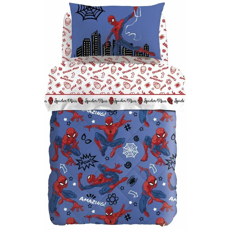 Caleffi Trapunta invernale in cotone Spiderman Amazing Letto Piazza e Mezza - Multicolor