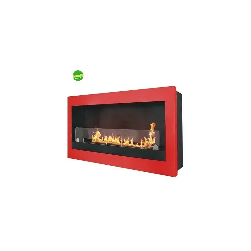 Biocamino da parete tecno air system verona 45 x 85 x 18 cm 3,0 kw rosso