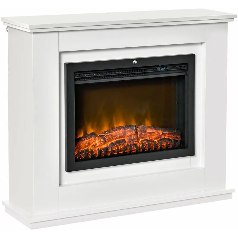 Camino Elettrico da Pavimento 98x27,5x80 cm Effetto Fiamma 2000W Bianco