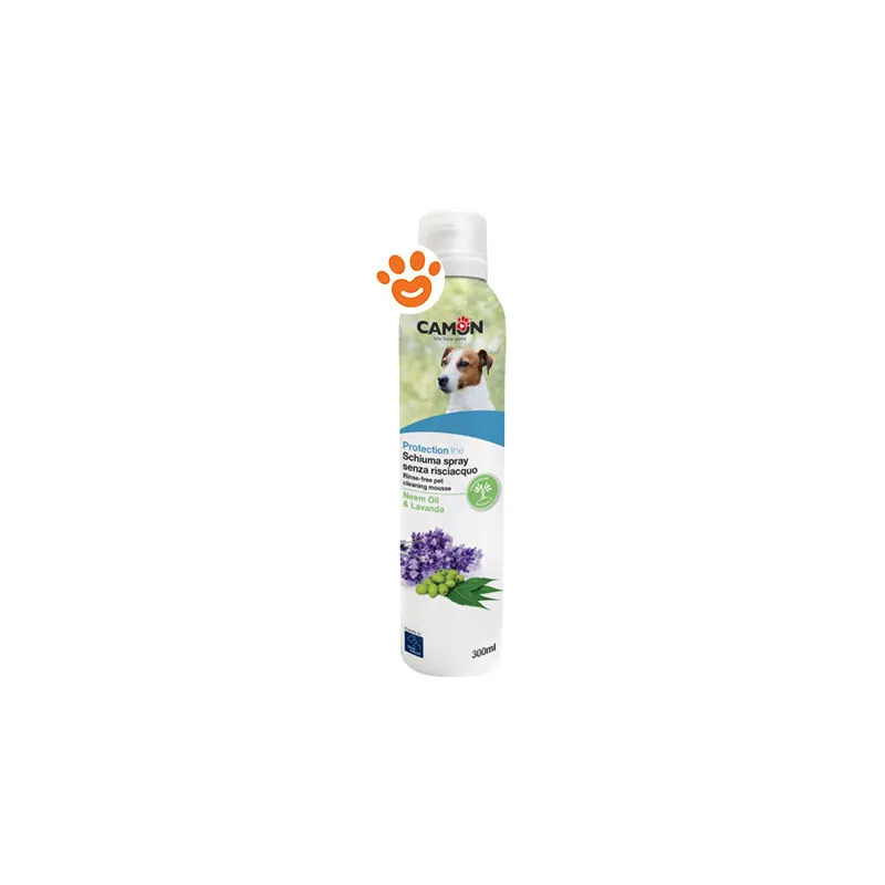 Camon - Dog Orme Naturali Schiuma Spray Senza Risciacquo alla Lavanda - Confezione Da 300 Ml