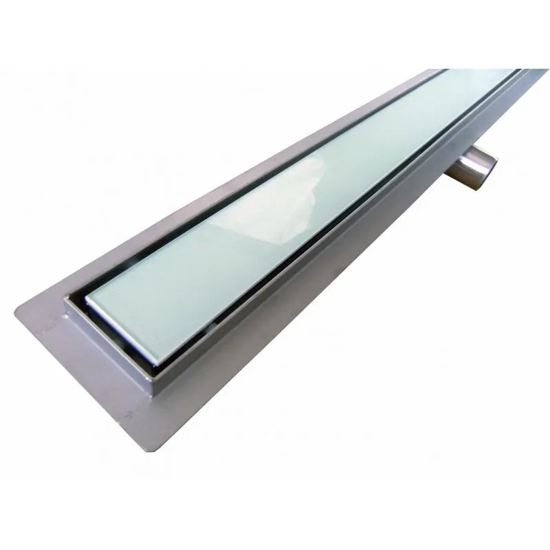 Canalina doccia GL02 - scarico doccia in vetro bianco - per docce walk-in - lunghezza specificata 700mm