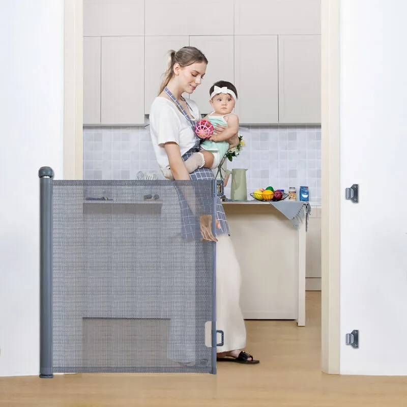 Cancelletto di sicurezza per bambini estensibile Cancelletto per scale a chiusura facile H.84 x L.140 cm max. grigio ZebraA