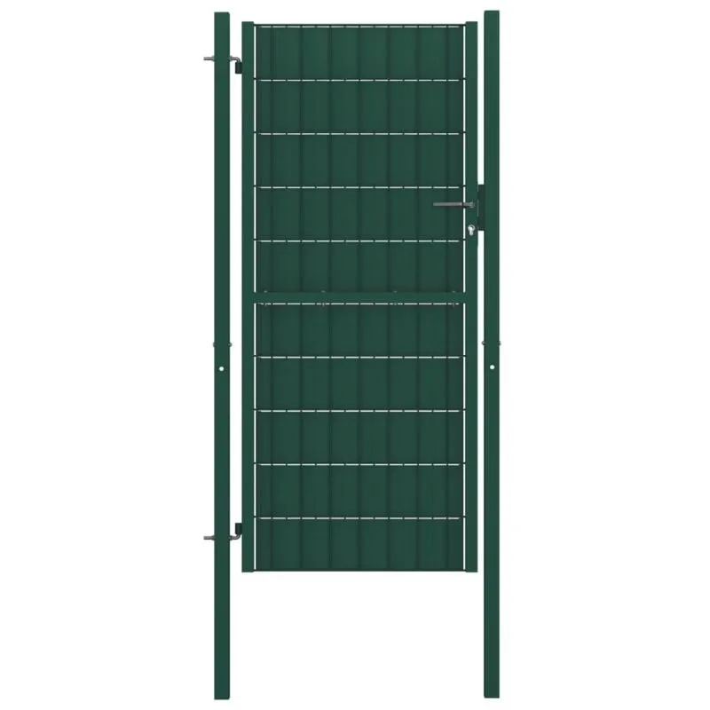 vidaXL Cancello per Recinzione in PVC e Acciaio 100x164 cm Verde