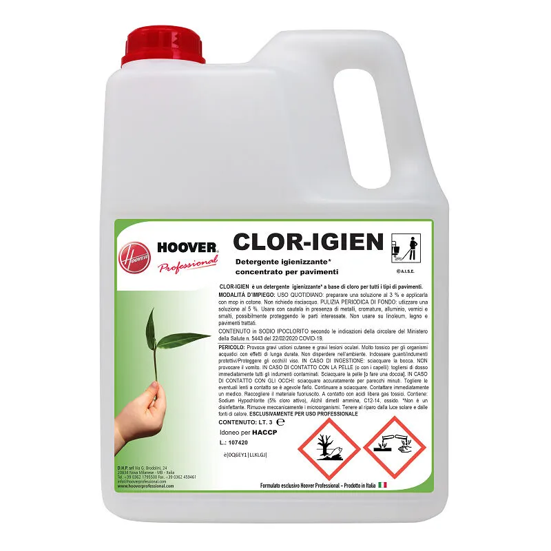 Hoover Professional - Detergente igienizzante concentrato Clor Igien 3 litri