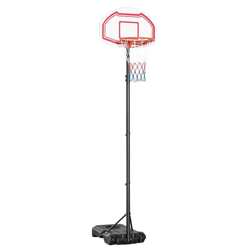 Canestro Basket Ad Altezza Regolabile Con Base Riempibile E 2 Ruote. In Acciaio. Pe E Hdpe. 70x45x2 Cm