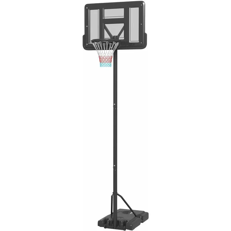 Canestro da Basket Esterno Altezza Allungabile 195-370 cm in Acciaio e Plastica Nero