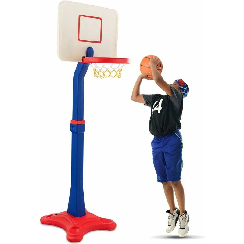 Canestro da Basket per Bambini e Adolescenti, con Base Stabile, Altezza Regolabile, Set Giocattolo per Uso Interno ed Esterno, di Plastica,