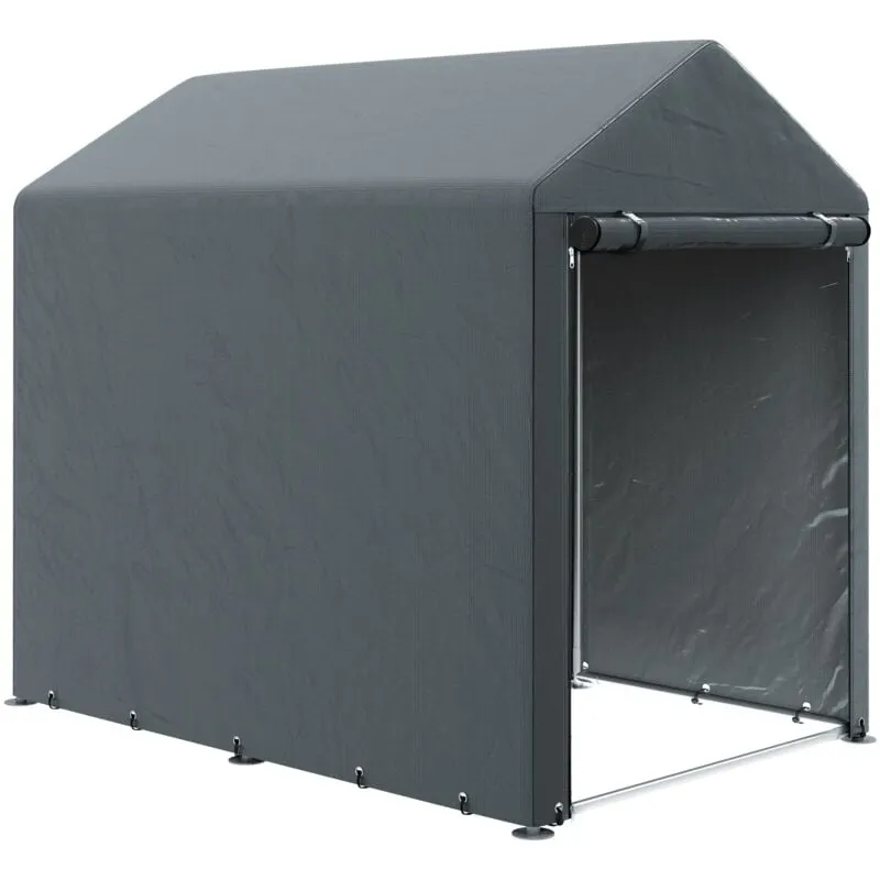 Capanno Box per Attrezzi da Giardino 120x179x165 cm Tenda in pe anti uv e Metallo Grigio scuro