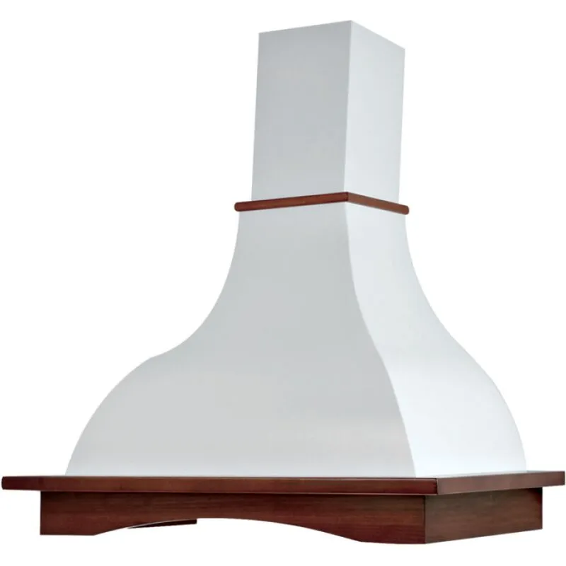 Iperbriko - Cappa aspirante provenza in acciaio inox bianca e cornice in legno colore tabacco cm 90