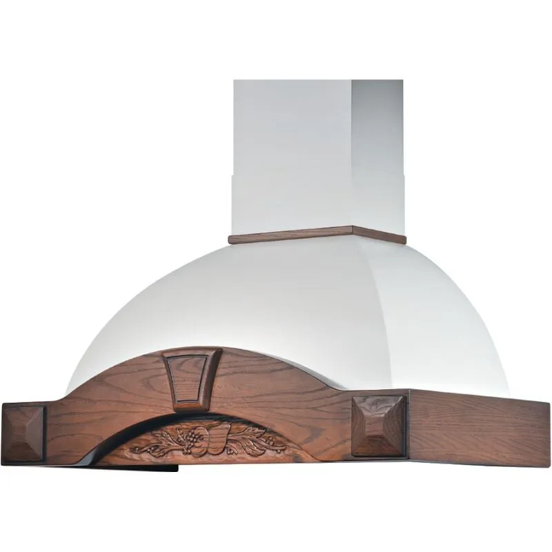 Iperbriko - Cappa cucina rustica bianca gaia max con cornice in legno intarsio colore tabacco cm 90