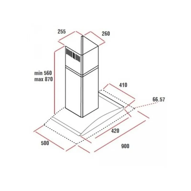 Samet Cappa weth 90 inox da parete 90 cm cupolino in vetro