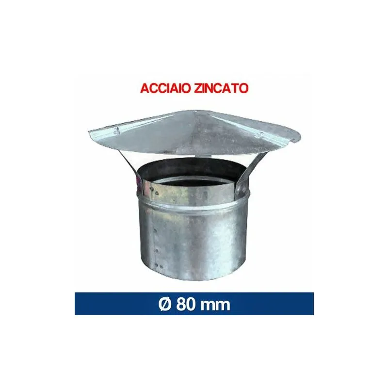 Cappello cappa cinese para pioggia fumaiolo stufa camino acciaio zincato 22507V 80 (22507)