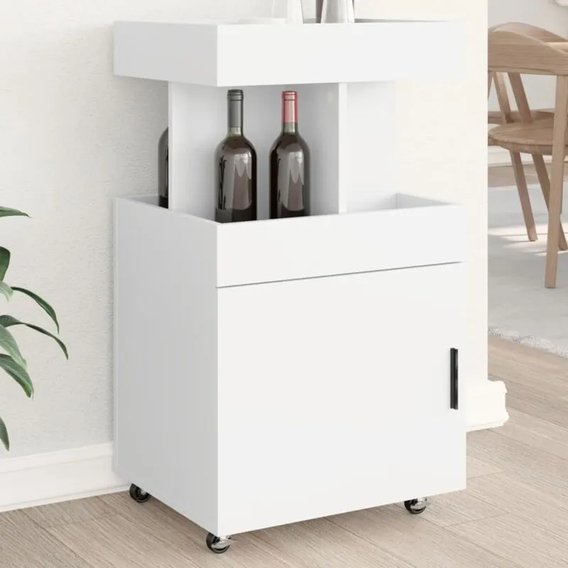 Avimac - Carrello Bar Bianco 50x41x89 cm in Legno Multistrato