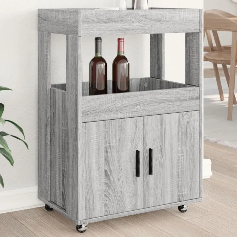 Avimac - Carrello Bar Grigio Sonoma 60x39,5x89 cm in Legno Multistrato