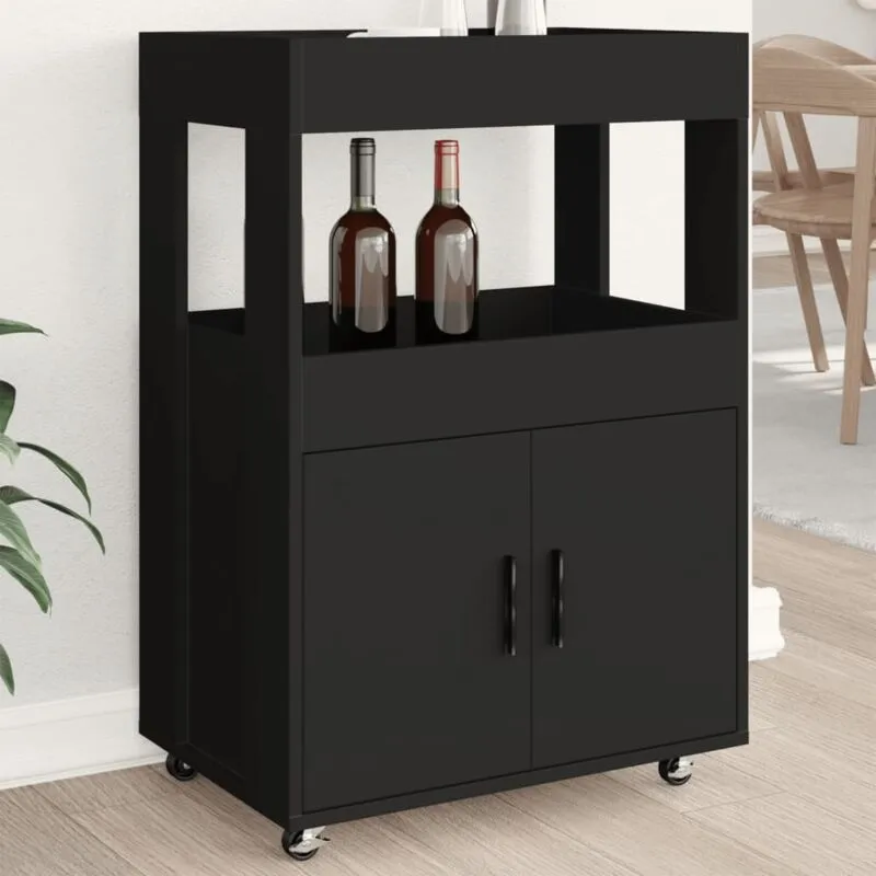 Avimac - Carrello Bar Nero 60x39,5x89 cm in Legno Multistrato