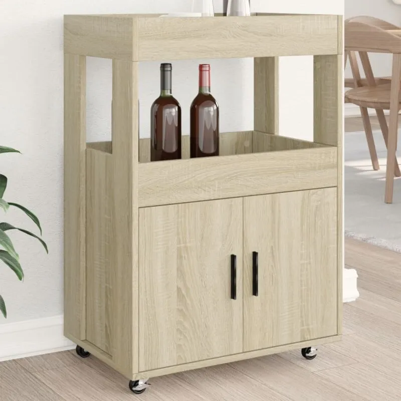 Avimac - Carrello Bar Rovere Sonoma 60x39,5x89 cm in Legno Multistrato