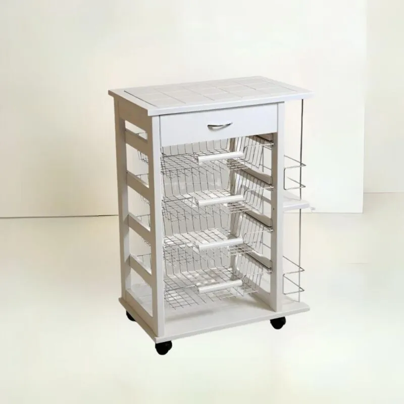 Iperbriko - Carrello bianco con cassetto 85x59x39