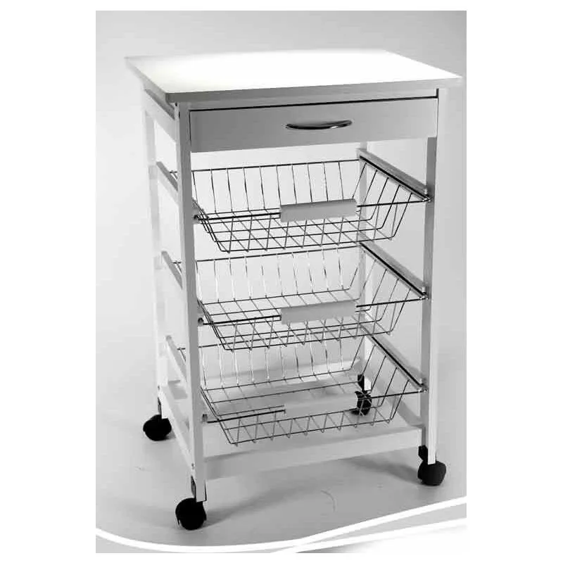 Carrello Da Cucina 47 X 37 X H 85 Cm Colore Bianco