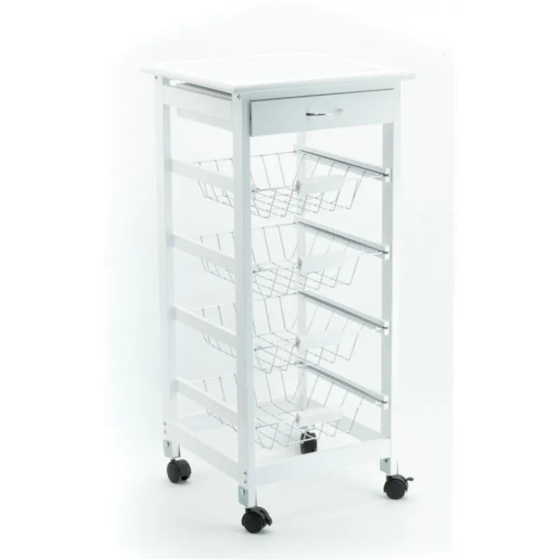 Yeppon - Carrello Cucina Calgary Con 4 Cesti Bianco