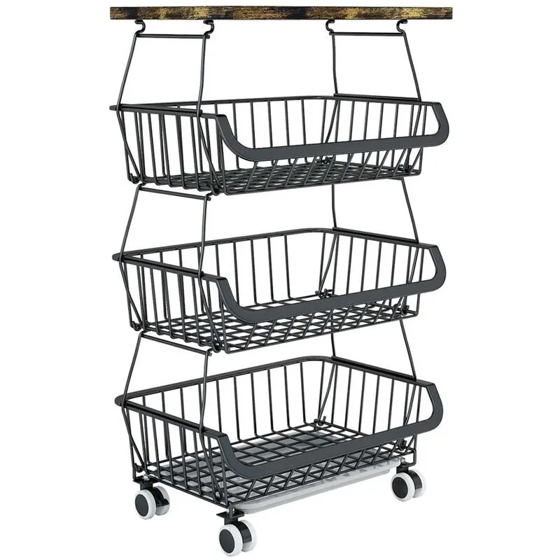 Haloyo - Carrello Cucina in Metallo 4 piani 4 Ruote per Frutta Verdura 403072 cm Carrello Cucina