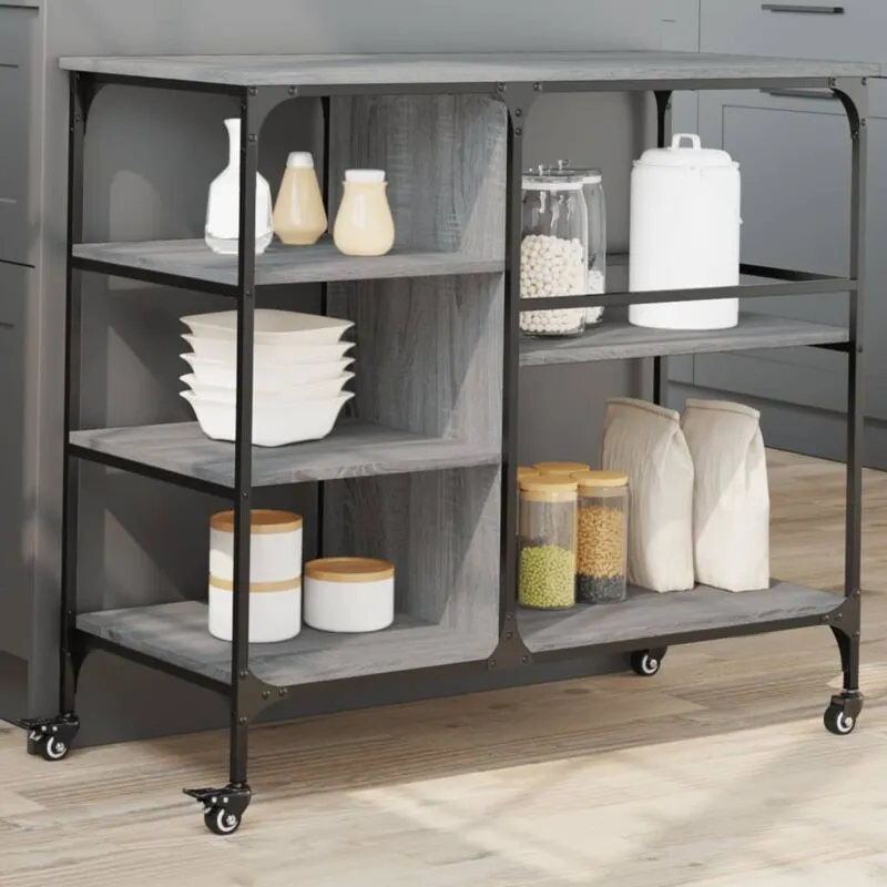 Carrello Cucina Grigio Sonoma 100x45x89,5 cm Legno Multistrato - Vidaxl