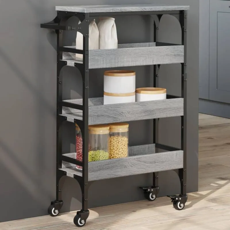 Carrello da Cucina Grigio Sonoma 53x20x76 cm Legno Multistrato - Vidaxl